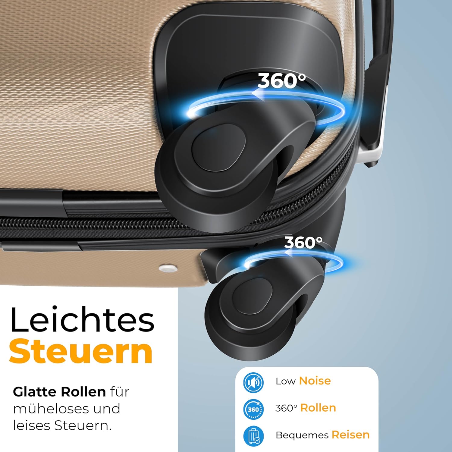 KESSER® 3tlg. Hartschalenkofferset Hartschalenkoffer Reisekoffer Set Reisekofferset Trolley Koffer 4 Rollen ABS-Hartschale Teleskopgriff Inkl. Kofferwaage + Gepäckanhänger Rollkoffer Schloss, M-L-XL — Ansicht 4