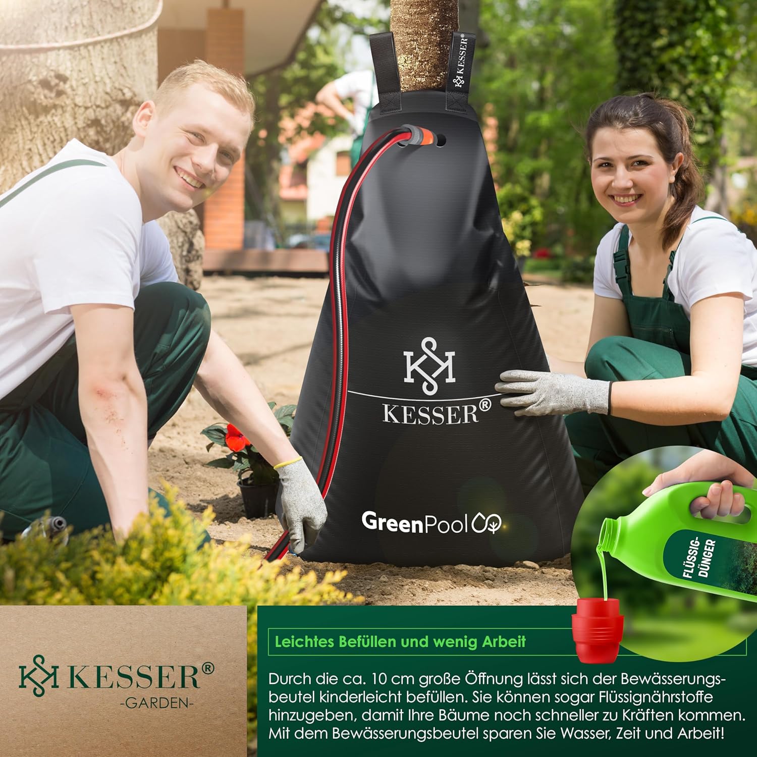 KESSER® Baum-Bewässerungssack 8er Set 75L Wassersack, Baumbewässerungsbeutel, PVC-Tasche langlebig & UV-beständig, Baumbeutel Garten Bewässerungssystem & gezielte Bewässerung von Bäumen, mit Schloss — Ansicht 3