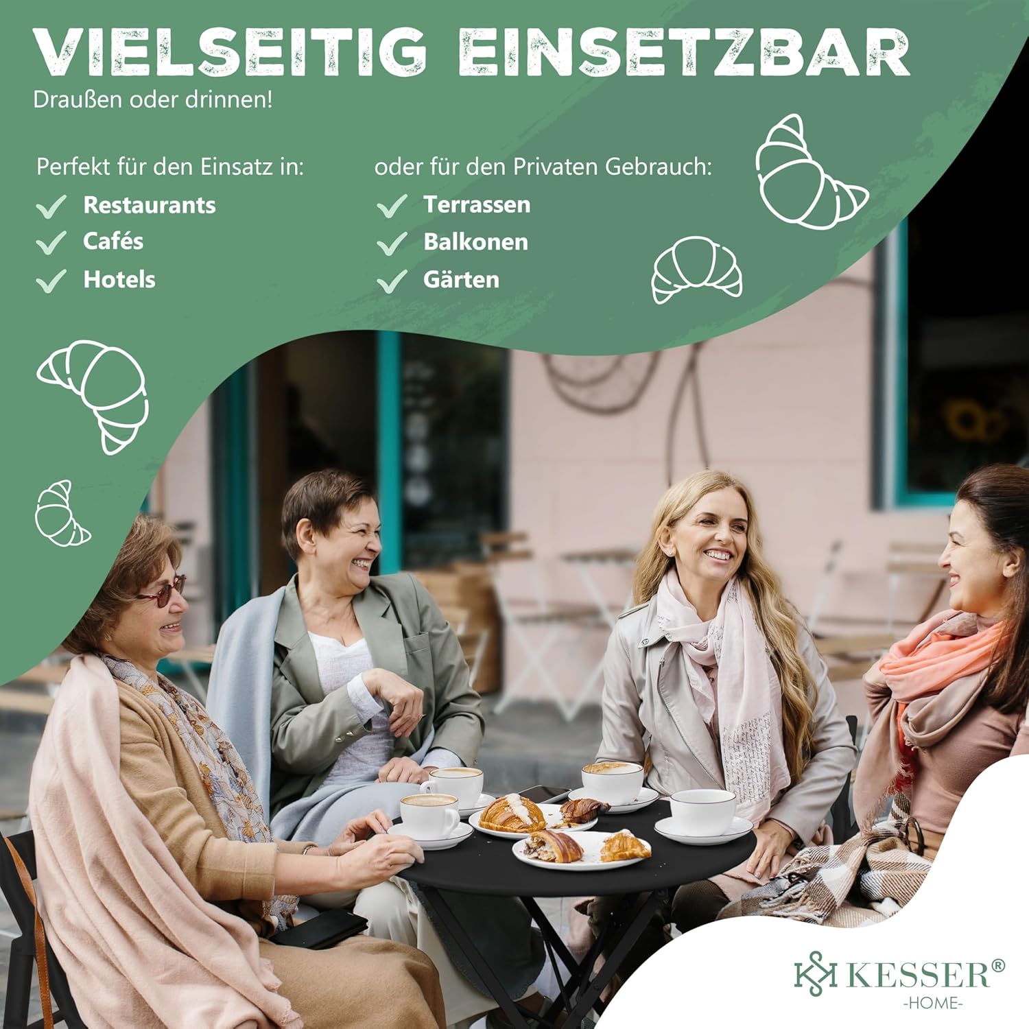 KESSER® Bistroset 3-teilig | Bistrotisch 2 klappbare Stühle Balkonset Balkonmöbel Klapp-Möbel Gartenset Sitzgarnitur Gartengarnitur Gartenmöbel Sitzgruppe Metall | Gartentisch mit Abdeckung Schwarz — Ansicht 5