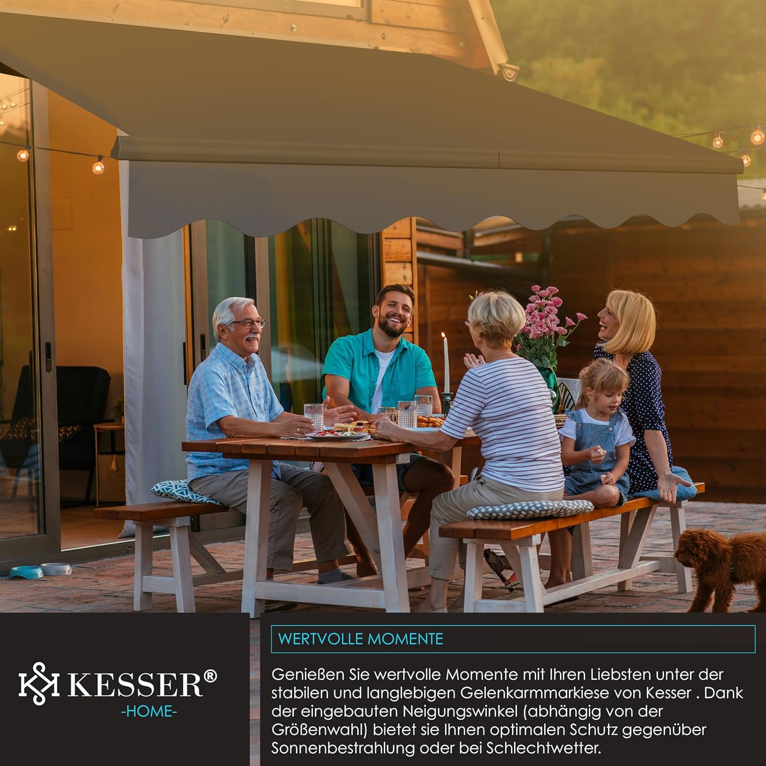 KESSER® Gelenkarmmarkise Vormontiert Markise Gelenkmarkise 300 x 250 cm Terrassenmarkise Sonnenmarkise inkl. Wandhalterung Sonnenschutz Balkonmarkise wasserabweisend Alu/Polyester Anthrazit — Ansicht 6