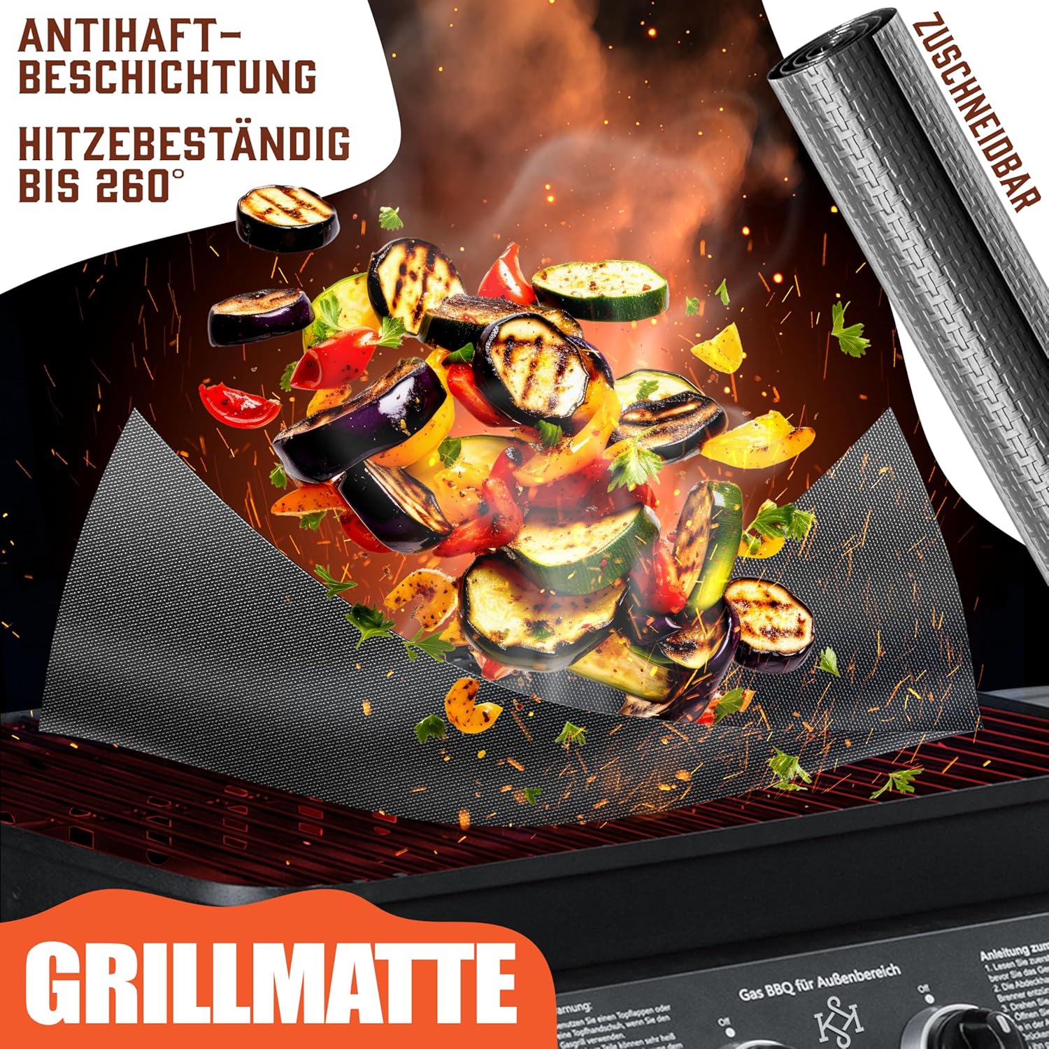 KESSER® Grillbesteck Set 37-teilig Grillzubehör aus rostfreiem Edelstahl Grillset mit Grillzange, Grillwender, 4in1 Grillspatel, Grillgabel, Grill-Spieß, Thermometer, Korkenzieher, Grillmatte & Tasche — Ansicht 5
