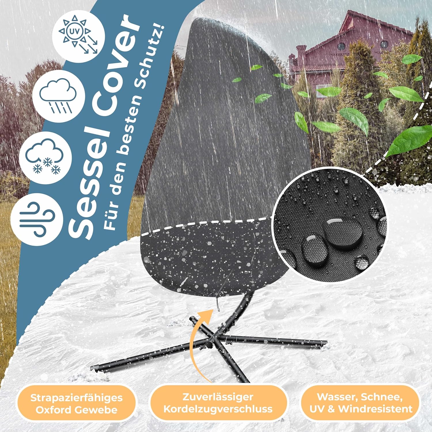 KESSER® Hängesessel Jungle mit Gestell Stahl Hängekorb Sessel Großen Kissen + Decken Halterung + Cover Hängeschaukel Hängesitz Indoor - Outdoor Schaukel Hängestuhl für Kinder und Erwachsene, Grau — Ansicht 5