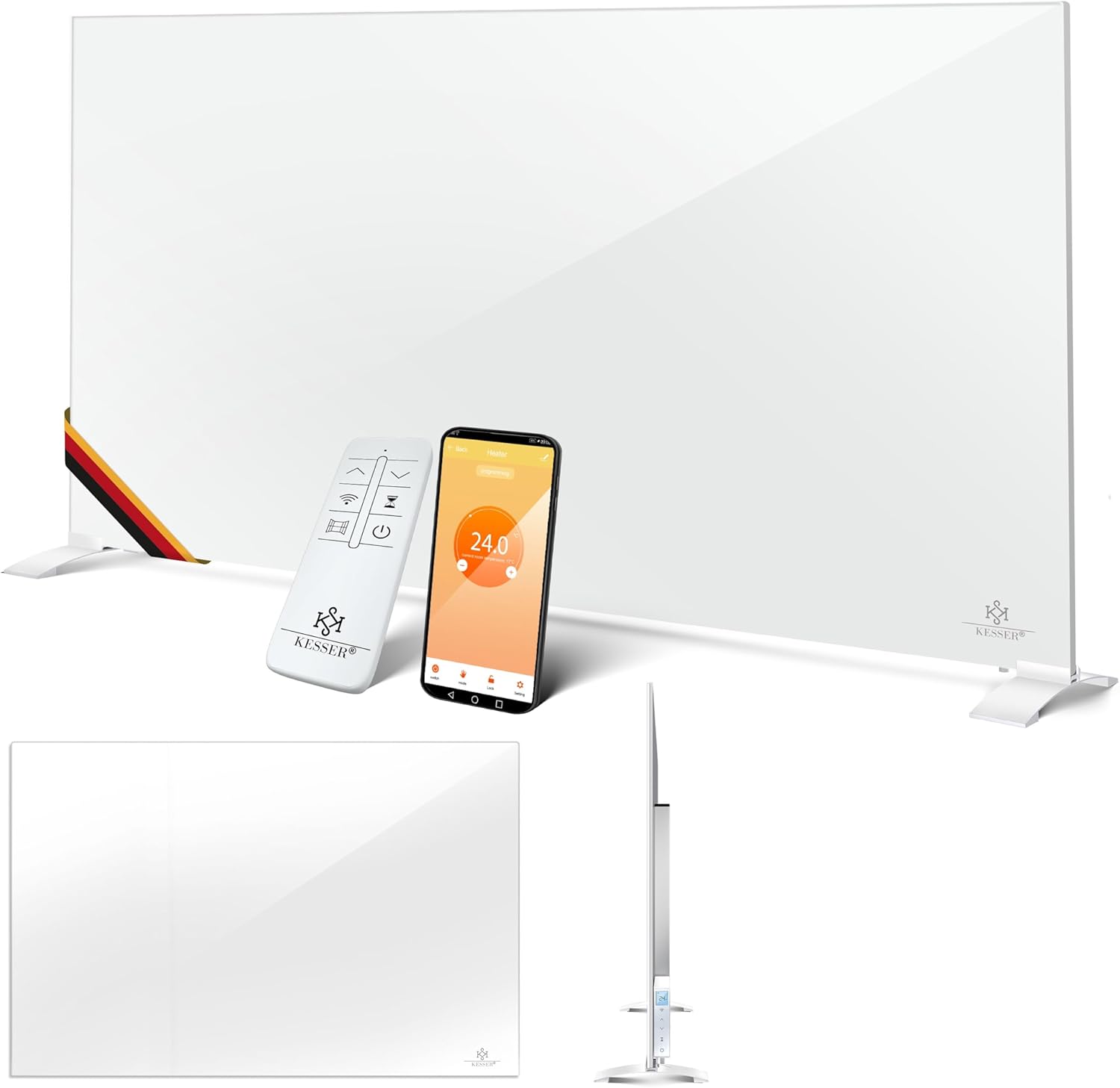 KESSER® Infrarotheizung 520W Aluminiumheizung Energiesparend 2in1 Standgerät & Wandmontage Elektroheizung mit Erkennung Offener Fenster + Fernbedienung & App-Steuerung Thermostat Infrarot Heizpaneel