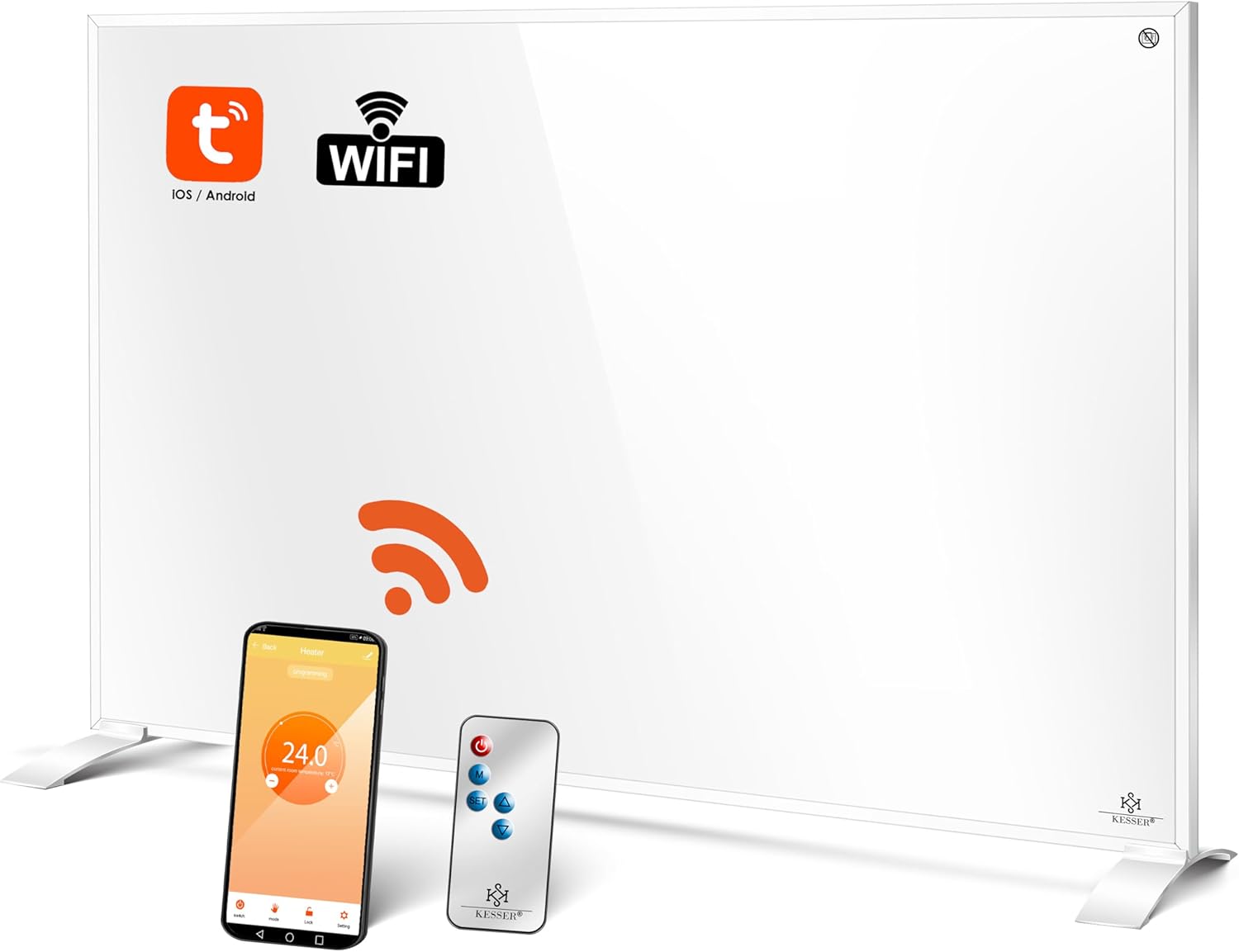 KESSER® Infrarotheizung Infrarot Standgerät & Wandmontage Elektroheizung 550W mit Fernbedienung Thermostat & App-Steuerung Elektrisch Heizpaneel Heizung Konvektor Standfüße