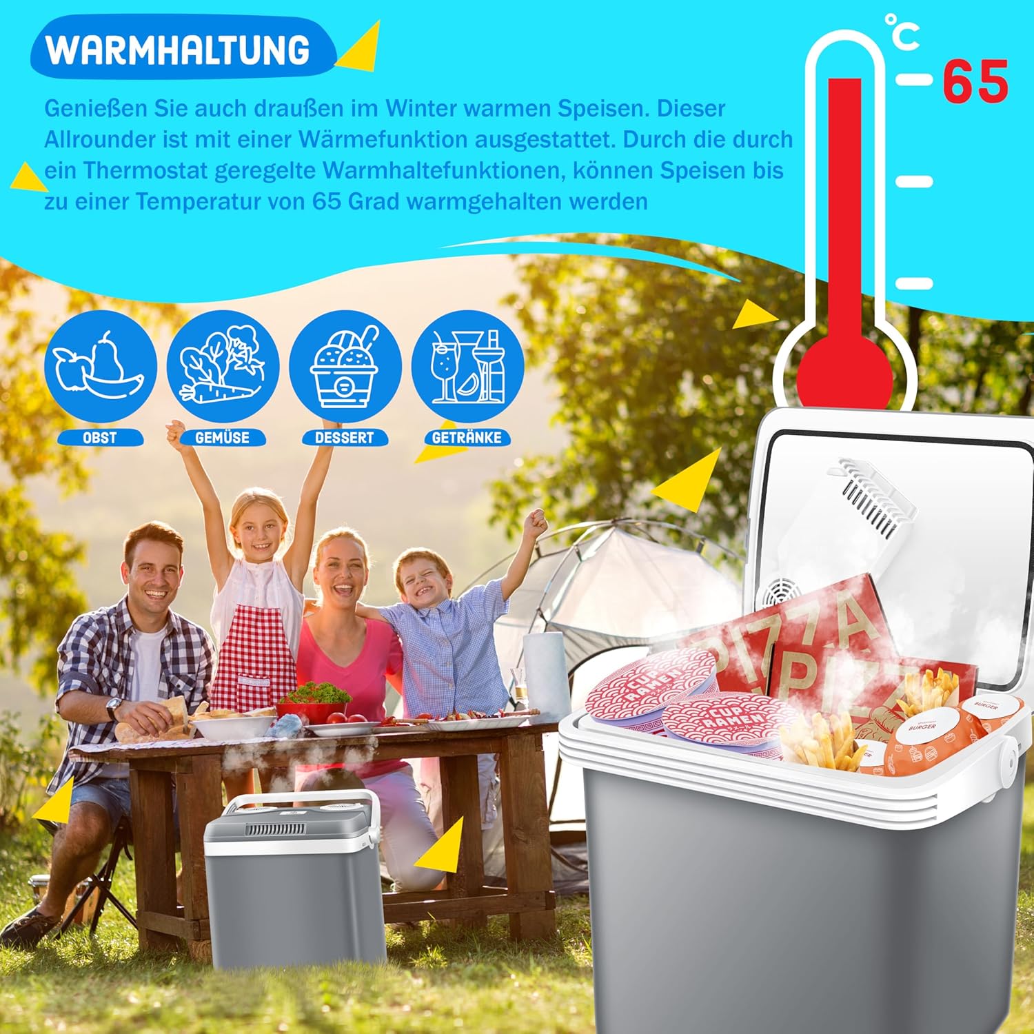 KESSER® Kühlbox Thermobox 32Liter | Thermo-Elektrische Kühlbox | KÜHLT und WÄRMT | 12 & 230V | Thermobox für Auto, Boot & Camping | Mini-Kühlschrank mit ECO & MAX Modus | inkl. Kühlakku — Ansicht 6