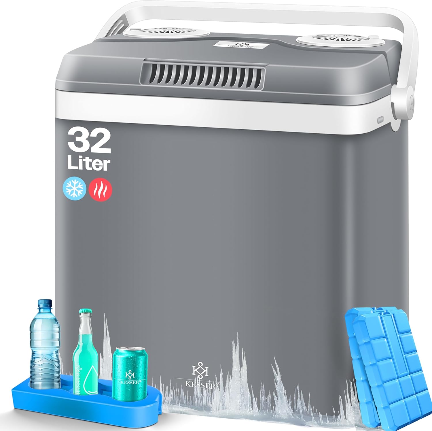 KESSER® Kühlbox Thermobox 32Liter | Thermo-Elektrische Kühlbox | KÜHLT und WÄRMT | 12 & 230V | Thermobox für Auto, Boot & Camping | Mini-Kühlschrank mit ECO & MAX Modus | inkl. Kühlakku