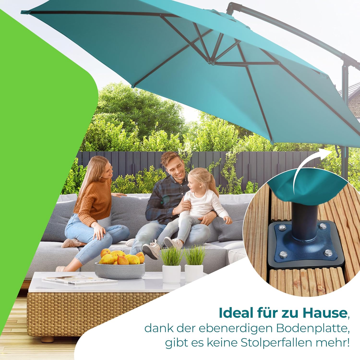 KESSER® Metall Universal-Bodenplatte | Sonnenschirmständer für Sonnenschirm & Ampelschirm | Bodenhülse für Kurbelschirm | Sonnenschirm-Schirm-Ständer | Bodenanker inklusive Handschuhe | Anthrazit — Ansicht 6