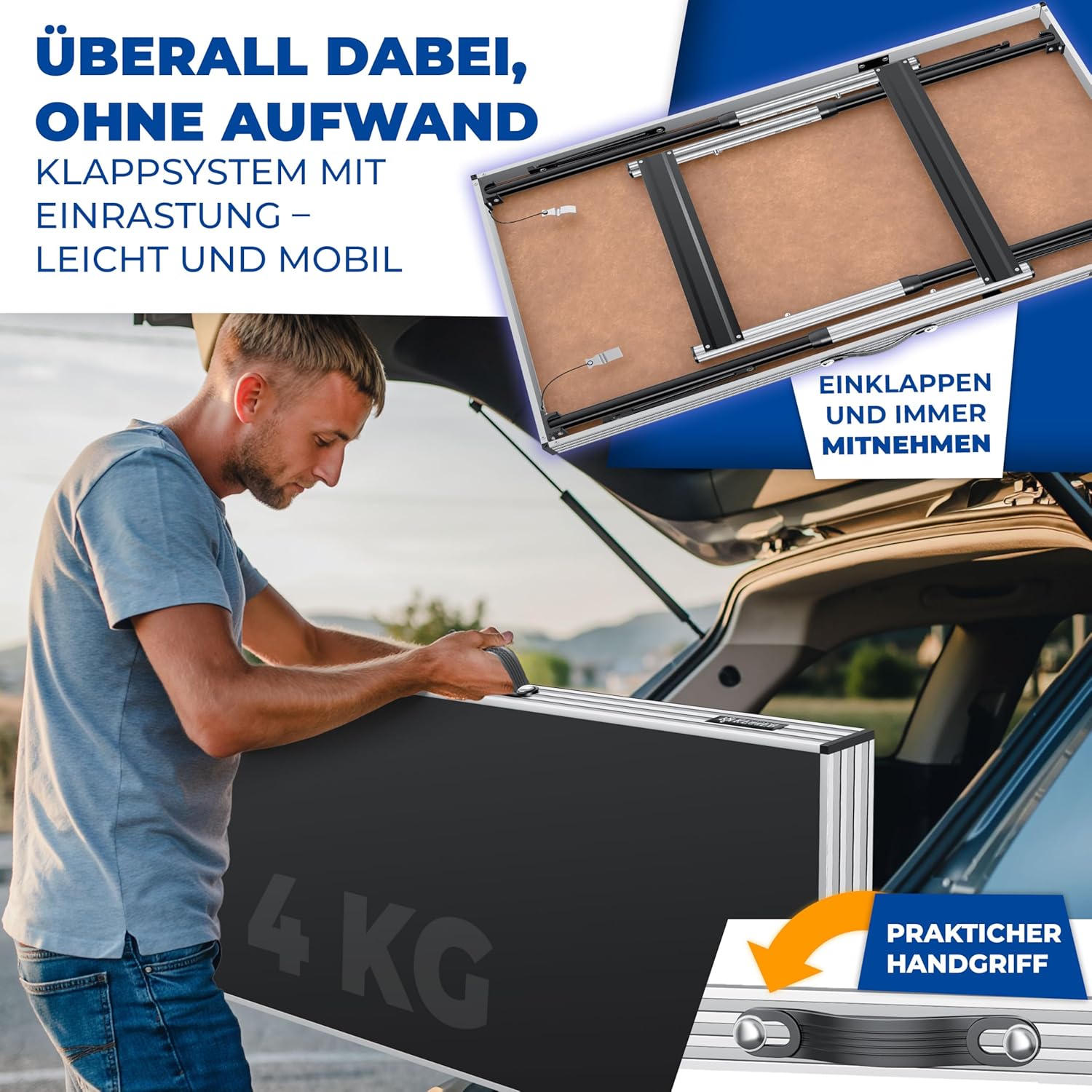 KESSER® Multifunktionstisch Profi 3- teilig, 100 x 60 cm, Tapeziertisch 90kg Gesamtbelastung, mit Ausziehfunktion Klapptisch Flohmarktisch Beistelltisch Mehrzwecktisch Campingtisch höhenverstellbar — Ansicht 5
