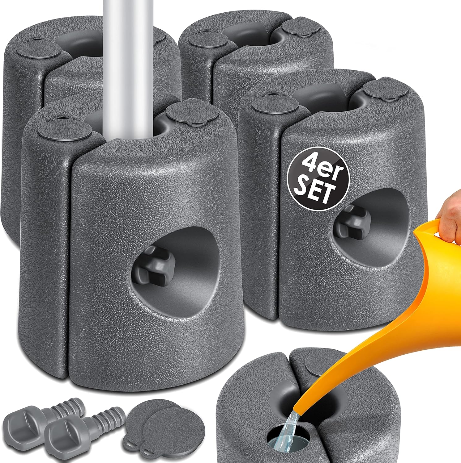KESSER® Pavillonstandfüße 4er Set Pavillon Standfuß mit Wasser/Sand befüllbar 22 x 22 x 25cm HDPE Gewichte zur Stabilisation für Pavillons Gartenzelte Festzelte Standsicherung Stabil, Anthrazit