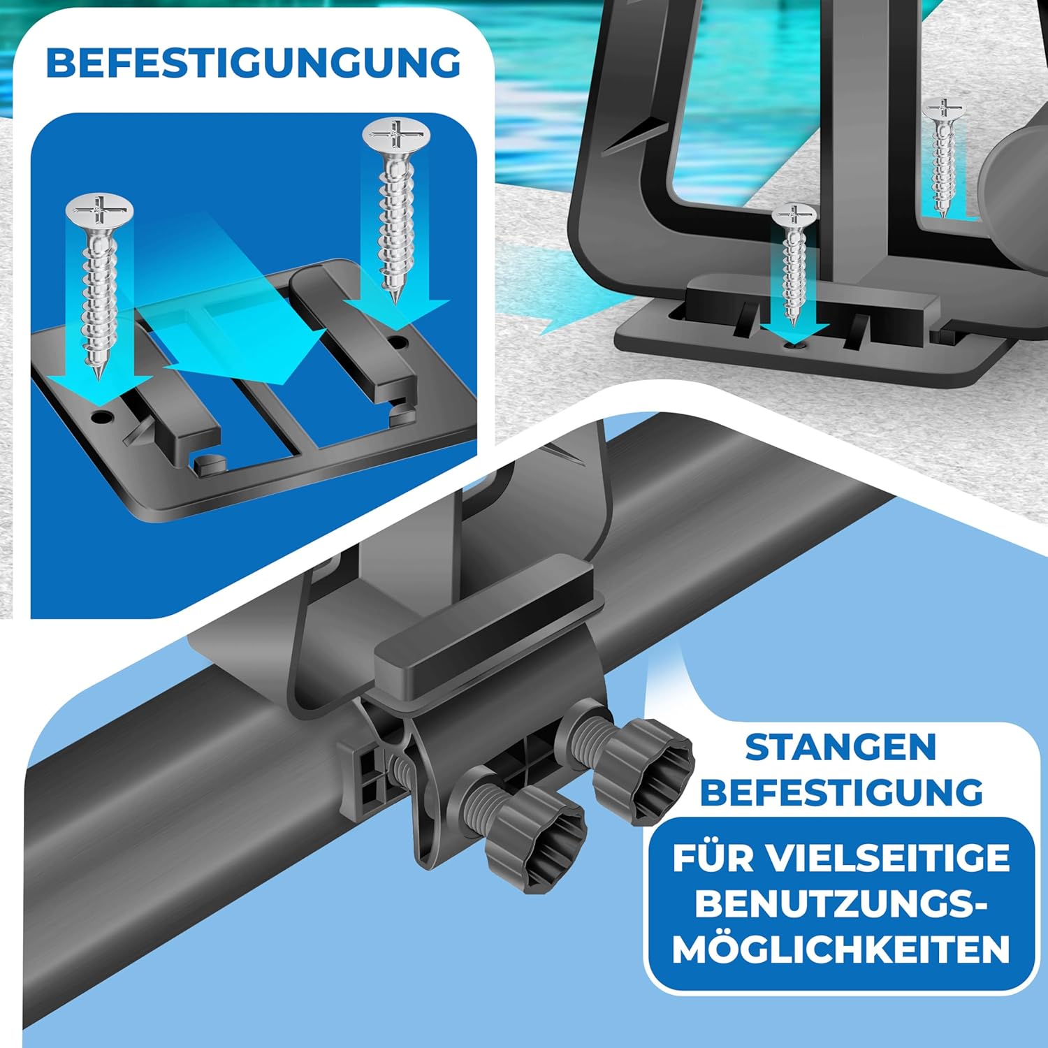 KESSER® Pool Aufroller Premium Aufrollsystem 1,05m - 6,15 m für Solarplane | mobiles Aufrollvorrichtung für Poolplane & Abdeckung inkl. Bänder, Bürste & Handschuhe | witterungsbeständiges Material — Ansicht 6