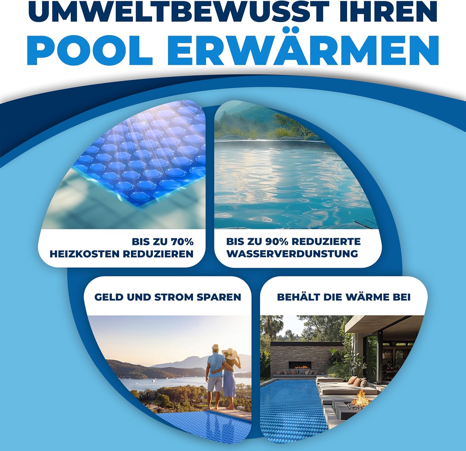 KESSER® Pool Solarabdeckplane Rechteckig 600 x 400cm Solarfolie 120 μm Solarabdeckung Solarplane zuschneidbar, Poolheizung Wassererwärmung Wärmeplane, Solarplane mit 1x Schere,1x Lochzange & 12x Ösen — Ansicht 6