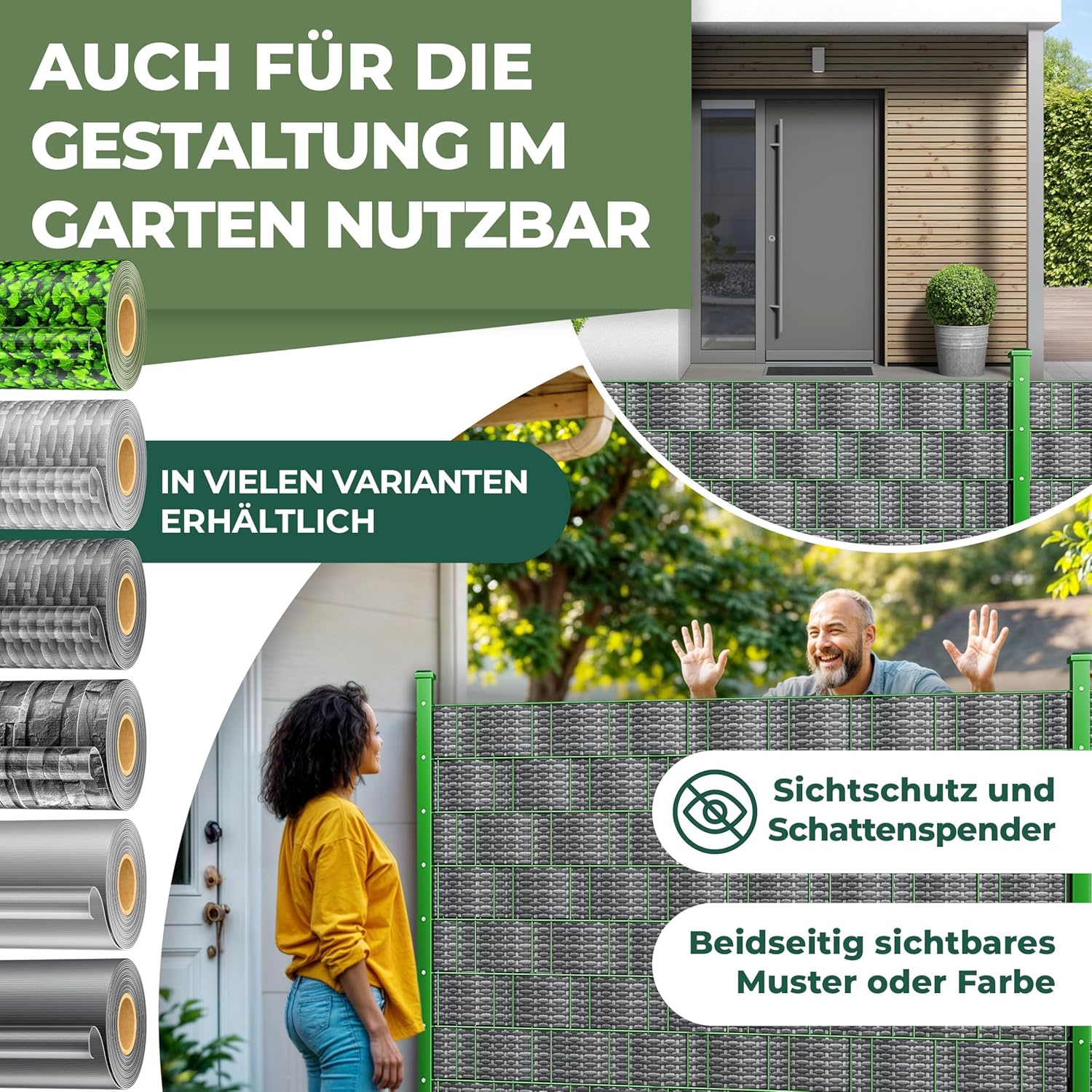 KESSER® PVC Sichtschutzstreifen Sichtschutz Rolle Doppelstabmatten Zaun Blickdicht 70m x 19 cm | 60 Befestigungsclips | Wetterfest Windschutz | Zaunfolie Sichtschutz Garten Gartenzaun Rattan-Anthrazit — Ansicht 6