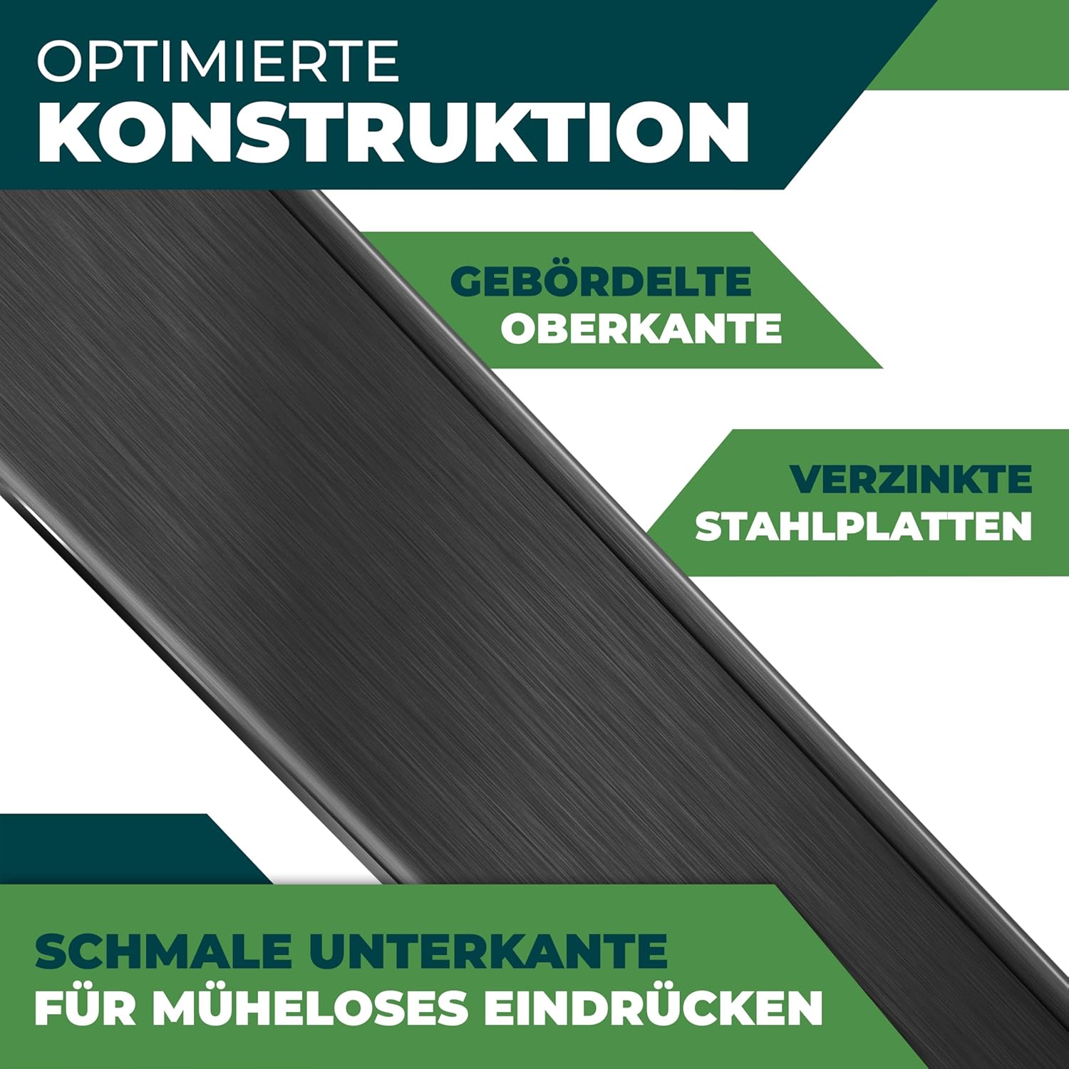 KESSER® Rasenkante Beeteinfassung Beetumrandung 10m 100x18cm Beetbegrenzung Rasenbleche Mähkante Metall Palisade Schwarz — Ansicht 4