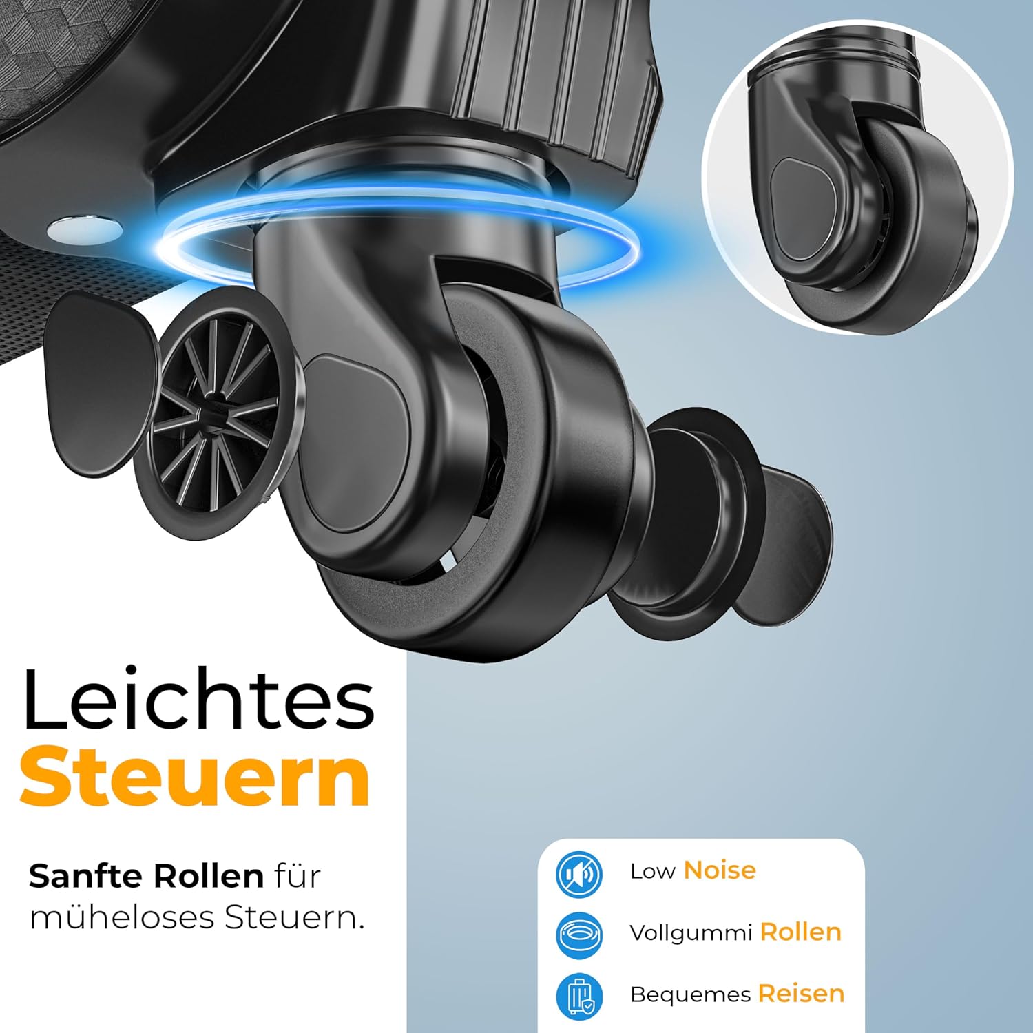 KESSER® Reisekoffer Set 4-teilig | Trolley Kofferset Stoffkoffer mit 3-Ziffern-TSA-Schloss, 360° Rollen & Teleskopgriff | Kosmetiktasche Handgepäck Leichter Koffer & große Koffer — Ansicht 4