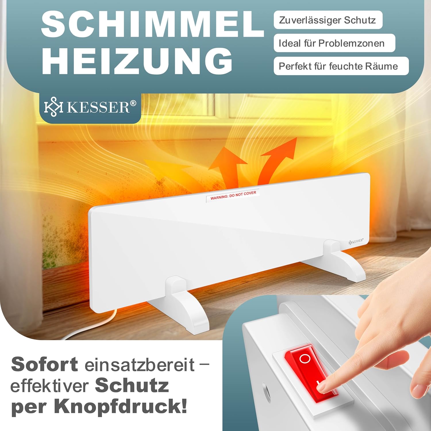 KESSER® Schimmel Infrarotheizung Schimmelentferner 50W Bad & Wandheizer | Schimmelfrei ohne Chemie — Ansicht 3