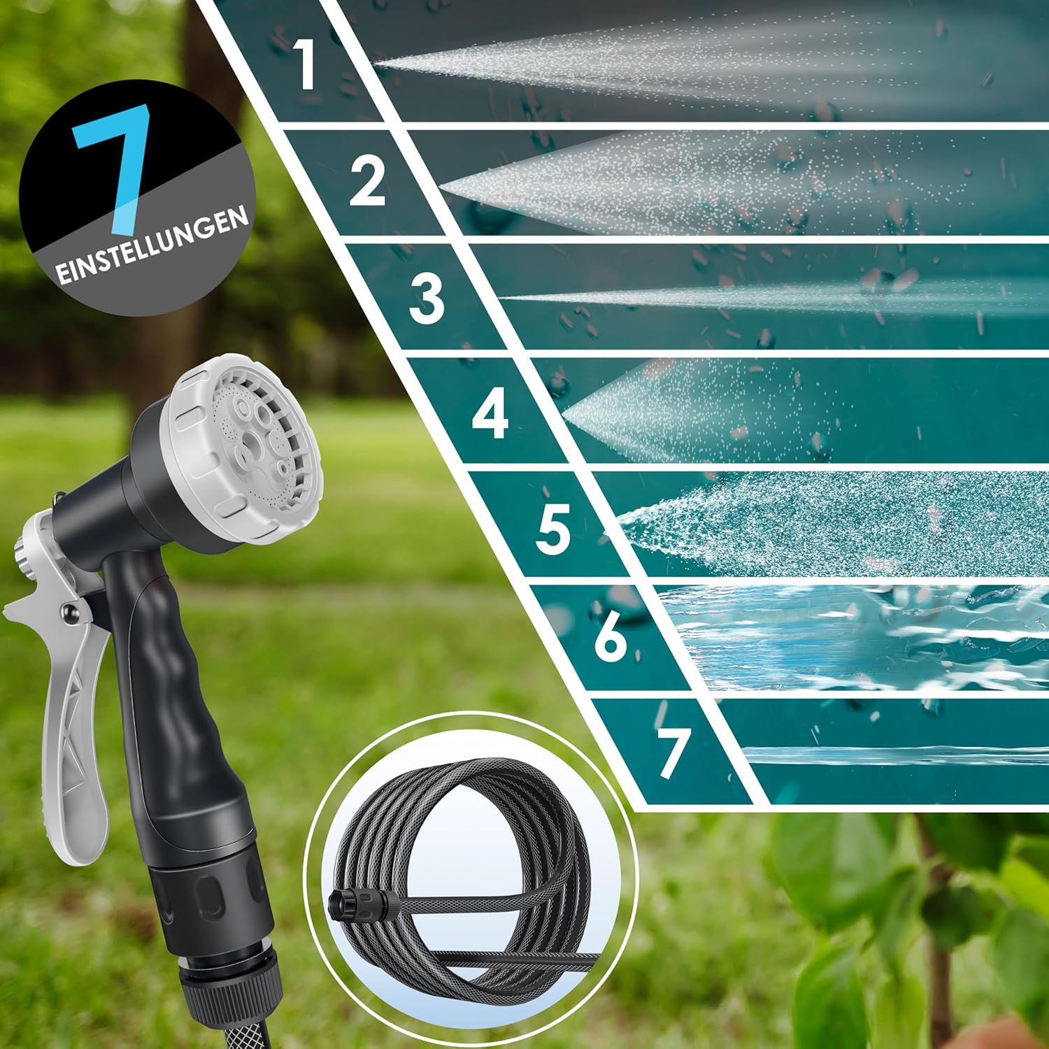 KESSER® Schlauchtrommel mit Gartenschlauch 35m | Wasserschlauchtrommel zur Wandmontage | Wandhalterung | 180° schwenkbar & automatische Aufrollung | Wand-Schlauchbox inkl. 7-Funktionen Handbrause — Ansicht 5