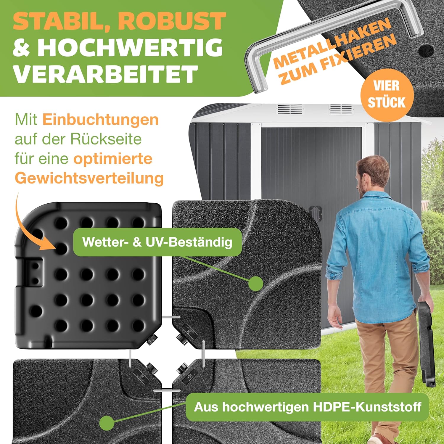 KESSER® Sonnenschirmständer 4-teilig Schirmgewicht Schirmständer für Ampelschirm Bodenkreuz 60 Liter / 80 kg befüllbar mit Wasser oder Sand Inkl. Metallverbinder Ampelschirmständer Kunststoff, — Ansicht 5