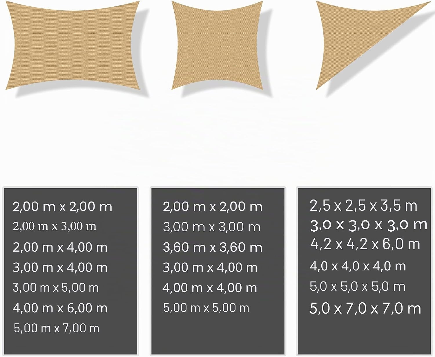 KESSER® Sonnensegel Sonnenschutz Windschutz | wasserabweisend & windabweisend | 5-Fach quer vernäht robust & stabil Schattenspender Garten Balkon Terrasse | Rechteck Creme 2x2 m HDPE — Ansicht 4