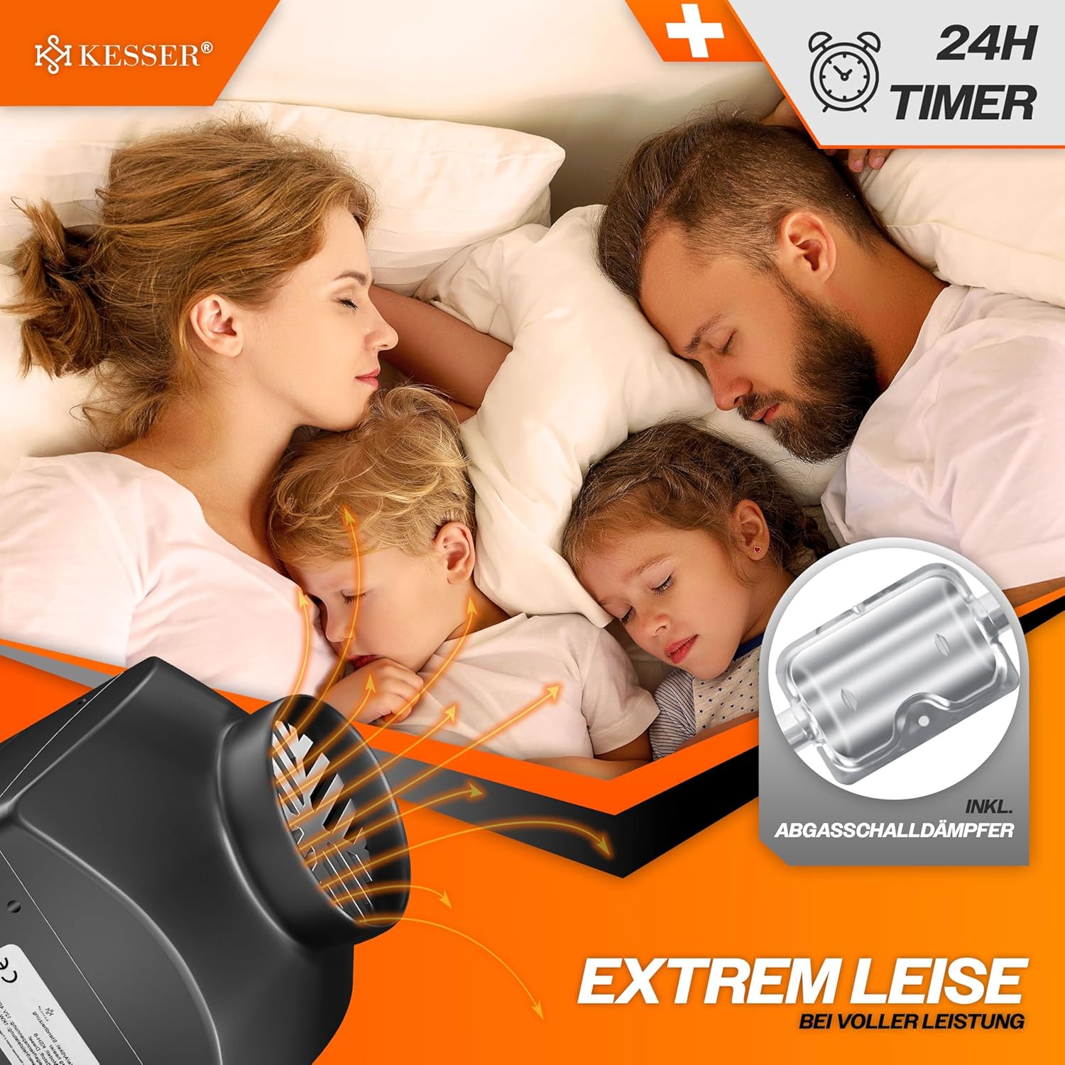 KESSER® Standheizung Diesel 8kW Dieselheizung 12V/24V mit Timer, LCD-Display & Fernbedienung | Schnelles Aufheizen | Lufterhitzer mit Schalldämpfer & Thermostat (Schwarz, 8KW) — Ansicht 5