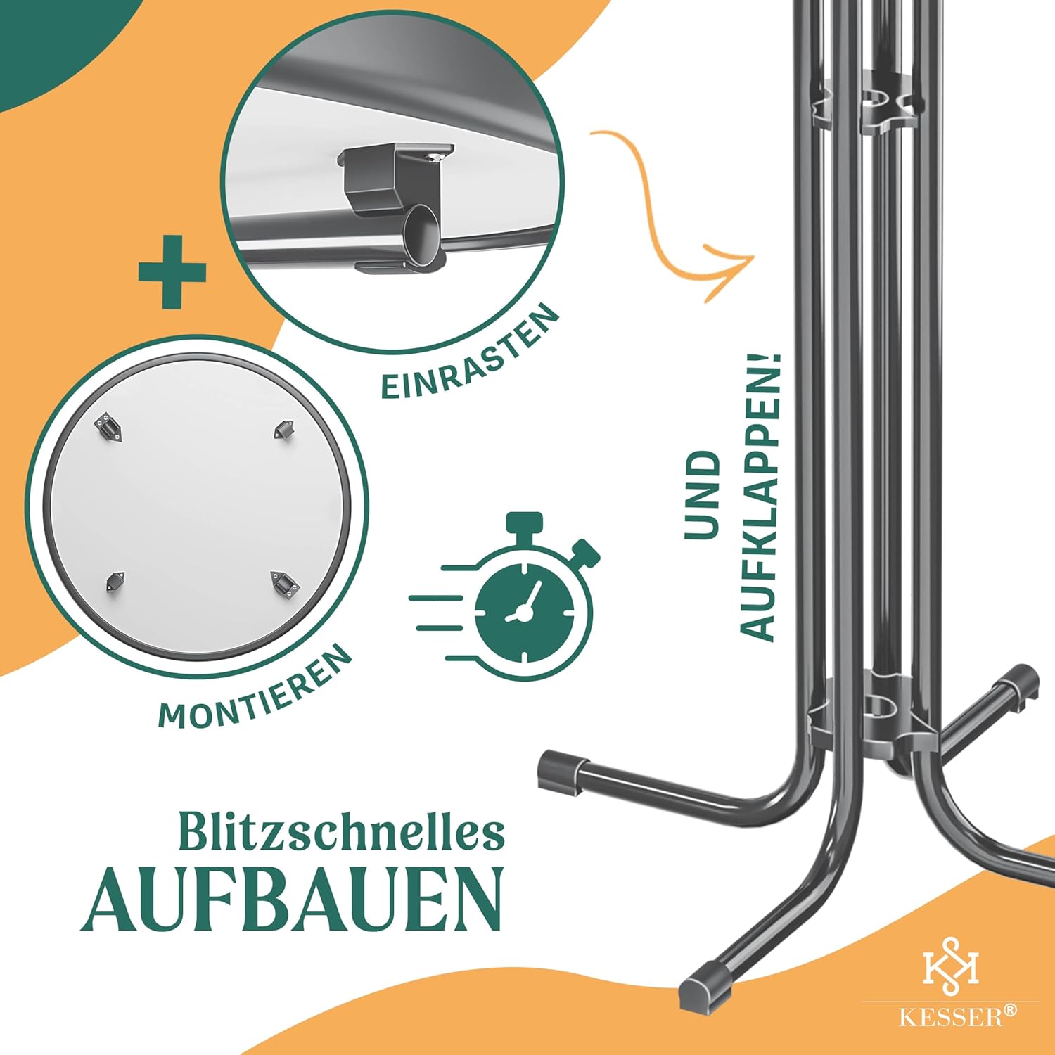 KESSER® Stehtisch klappbar 2er Set Ø80cm rund, Gastro Bistrotisch Hochtisch Cocktail Stehtisch + Husse, Klapptisch Partytisch für Garten/Balkon/Events/Gastronomie, wetterfest, In- & Outdoor, Anthrazit — Ansicht 6
