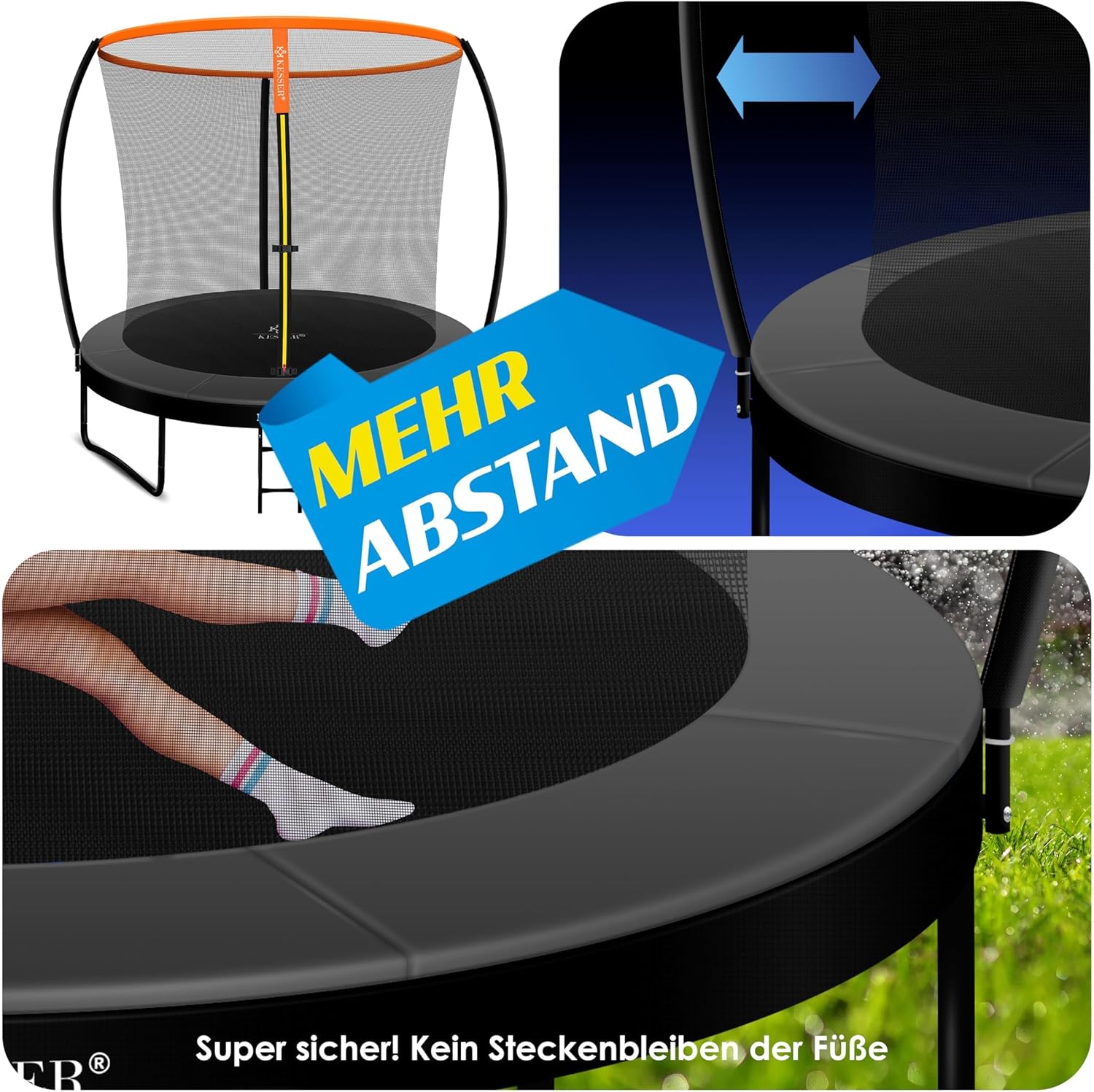 KESSER® Trampolin Ø 244/305/366/427 cm | TÜV Rheinland GS Zertifiziert | Gartentrampolin Kindertrampolin bis 150 kg | Komplettset mit Sicherheitsnetz — Ansicht 3