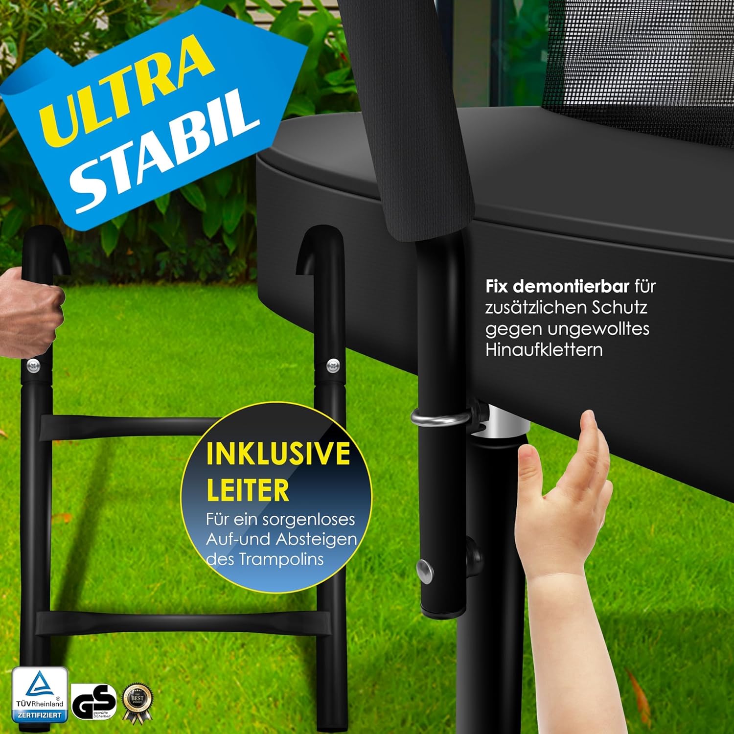 KESSER® Trampolin Ø 244/305/366/427 cm | TÜV Rheinland GS Zertifiziert | Gartentrampolin Kindertrampolin bis 150 kg | Komplettset mit Sicherheitsnetz — Ansicht 5