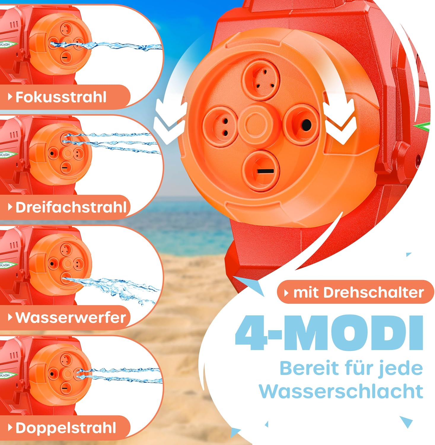 KESSER® Wasserpistole 2er Set Wasserpistolen Spritzpistolen Reichweite 10-11 Meter, Fassungsvermögen 1500ml Wasserspaß Strand Spielzeug im Freien für Kinder und Erwachsene Strandpool — Ansicht 5