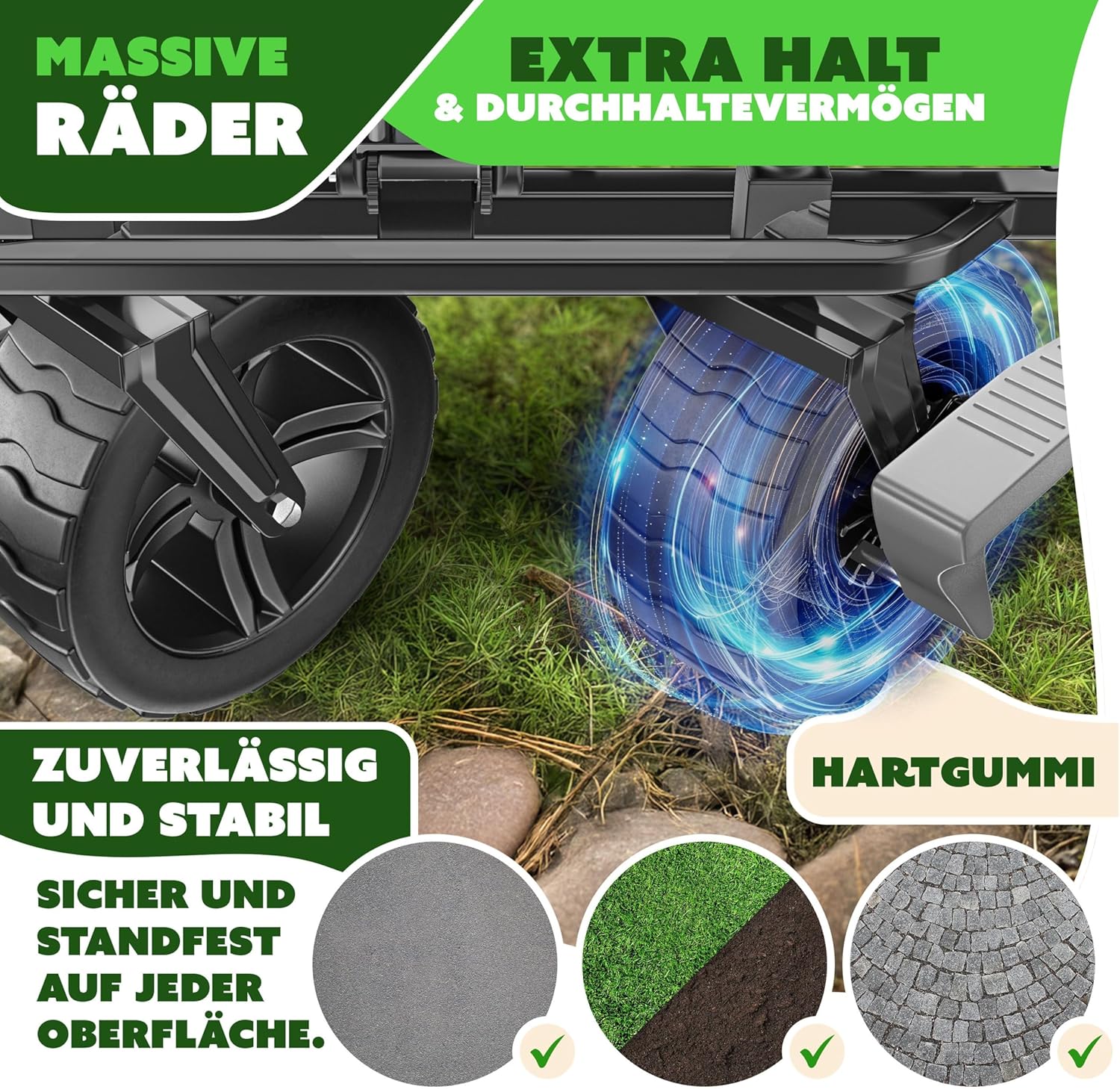 KESSER® XXL Bollerwagen faltbar mit Dach GT9000, klappbarer Handwagen bis 150 kg für Kinder, Strand, Camping & Garten, großer Transportwagen mit Hartgummi Rädern, Bremsen vorne & hinten + Tragetasche — Ansicht 4